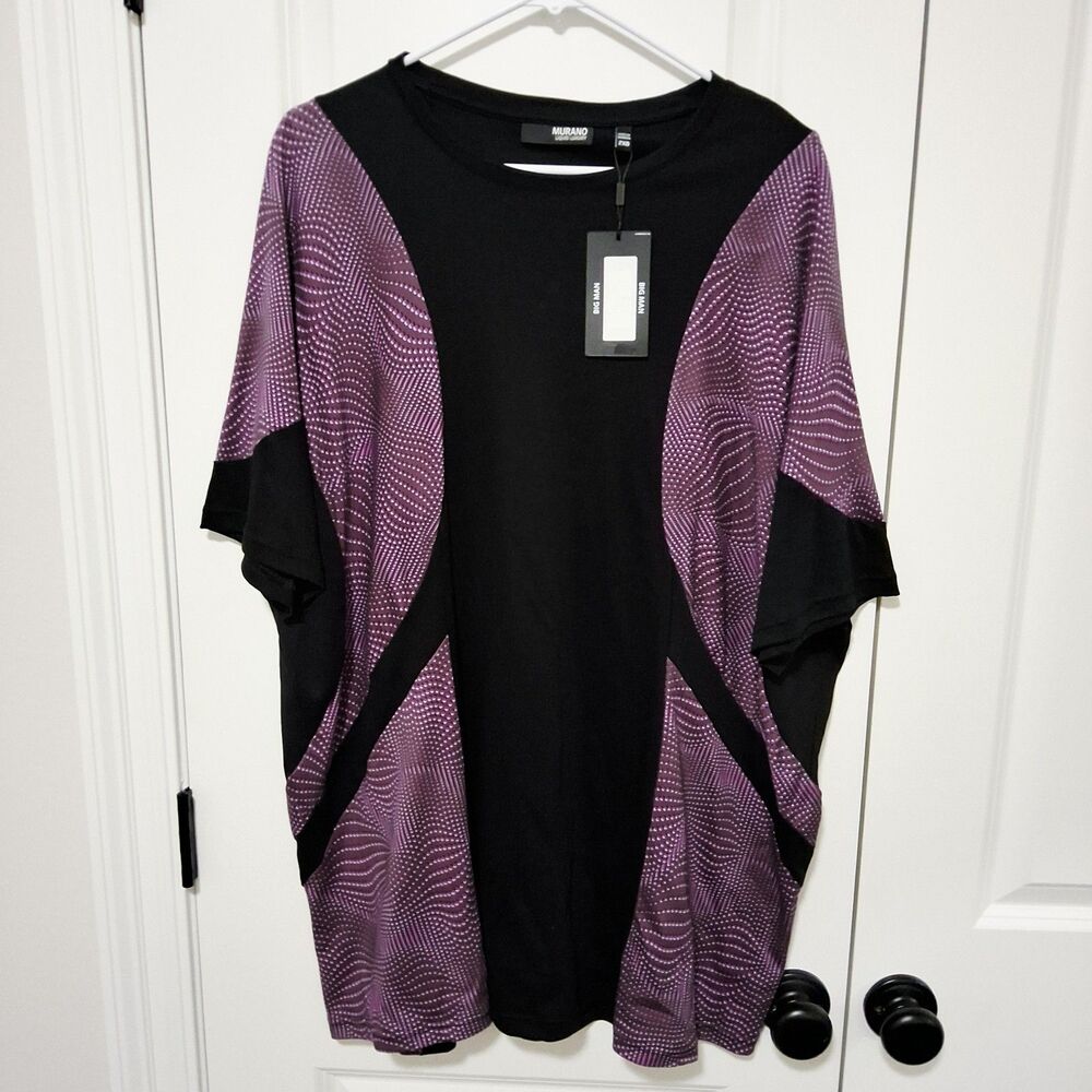 Murano Big Man Liquid Luxury SS Purple/Black Fashion T-Shirt Size 2XB NWT